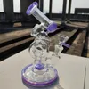 Il più recente Double Recycler Dab Rig Sidecar Glass Bong unici Narghilè Slittd Donut Perc Heady Smoke Water Bong Oil Rigs Tubi con ciotola da 14 mm XL-320