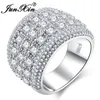 Choucong 16mm de largura branco ouro cor grande anel luxo cúbico diamante anéis de noivado para mulheres moda jóias dia das mães gift1731026