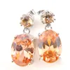 Luckyshine Woman's Oval Champagne Morganite Gemstoneシルバーエレガントな魅力的なダンガルスタッドイヤリングペンダントジュエリーセット新規