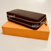 محفظة مزدوجة zip Wallet Fashion Long Zippy Wallet Card Card Coin Purse Pouch Key Bacous Brown Brown Waterproof مع صندوق هدية M61723