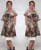 New Curto Camo dama de honra vestidos Strapless A Linha de comprimento do joelho cetim Garden Country noiva vestidos de convidados do casamento Vestidos Custom Made