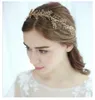 US Warehouse Bridal Headwear Crown Beads Hair Ornaments Leaf Crown Headbands Wedding Headpiece Accessories Gold Color Forehead Jewelry Tree