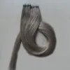 Günstiges Klebeband in Echthaarverlängerungen, 200 g, silbrig grau, reines glattes Remy-Haar, PU-Hautschuss-Band-Haarverlängerungen, 80 Stück, kostenloser Versand