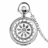 Moda argento fiore design tasca orologio da donna quarzo analogico orologi collana catena mini formato cassa orologio reloj de bolsillo