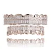 Spersonalizowane białe złoto Cz grille zębów cyrkonia Hip Hop wampirów bling fang grillz lodowany z pełnym diamentowym czapką zęba męskie WO6774834