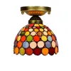 20cm Tiffany Stained Glass Chandelier Aisle Korridor Balkong Liten taklampa European Retro Färgglada Barlampor TF015