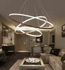 Modern Led Chandelier Anéis Círculo luminária de alumínio corpo pendurado luminárias de teto para jantar cozinha quarto