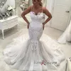 Vestidos de novia de sirena sexy espagueti de talla grande vestidos de novia de encaje tren de barrido vestido de novia de Arabia Saudita personalizado