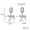 Унисекс модные мужские и женские серьги золотого и серебряного цвета Ice Out CZ Gun серьги модные серьги в стиле хип-хоп Gift9480189