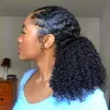 黒人女性ジェット黒髪ブラジルバージンヘアクリップ100％本物のヘアポニーテール延長120g 14in