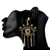 New Fashion exaggerated famous brand designer Devil's Eye Earrings Alloy Fringe with Diamond Blue Eye Stud Earrings