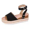 Hot Sale-Girls صنادل كبيرة Flatform ليوبارد إسفين كعب 6-8 سم مقاس 35-41