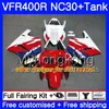 Kit Pour HONDA RVF400R V4 VFR400R blanc brillant 1989 1990 1991 1992 1993 269HM.28 VFR400 RVF VFR 400 R NC30 VFR 400R 89 90 91 92 93 Carénage