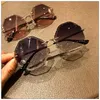 Wholesale- Women Fashion Sunglasses Frameless Optical Spectacle Frame Women Glasses Gradient Color Lens Candy Color UV Protection Eyewear Fe