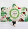 Cape à capuche de Noël Cape imprimée en 3D Xmas Swaddling Peluche Sherpa Polaire Couvertures Literie douce Couette TV Sieste Wrap Châle Tapis 130 * 150 C6200