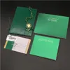 Original Korrekt matchande Green Booklet Papers Säkerhetskort Toppklocka för Rolex Boxes Broschyrer Klockor Gratis Skriv ut Anpassade kort Present