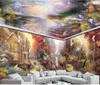 papel de parede para paredes 3 d para sala de estar Pintura jardim rural, casa inteira, parede, mural personalizado