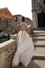 Julie Vino High Slits Beach A Line Wedding Dresses Bohemia Sexy Lace Appliqued Bridal Gowns Chiffon Boho Wedding Dress robes de ma7977966