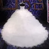 Luxury Beaded Ball Gowns Wedding Dresses With Sweetheart Back Lace Up Organza Ruffles Crystals Bridal Dress Hot Sell