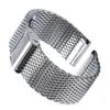 20mm 22mm Solid Milanese Mesh Stainless Steel Strap with Hook Buckle Classic Polished Silver Watch Band Strap