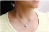 Charm Pendant 100 925 Sterling Silver Party Wedding Pendant Chain Necalace for Women 6mm Cz Diamond Bridal Jewelry Gift X0915225580