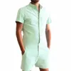 Button New Summer Unique Pagliaccetto Uomo Camicia di lino Short Set Tuta monopetto Tuta moda Tuta Pantaloni cargo casual Trend