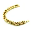 21cm Hip Hop Iced Out Crystal Gold Silver Plated Link Chain Charm Armband för män Bangle Smycken