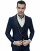 New Arrival One Button Navy Blue Wedding Groom Tuxedos Shawl Lapel Groomsmen Men Suits Prom Blazer (Jacket+Pants+Vest+Tie) W55