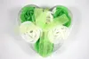 새로운 아름다운 심장 모양의 바이 컬러 로즈 비누 꽃 (6pcs / 상자) 목욕 비누 꽃 낭만적 인 웨딩 호스 발렌타인 데이 선물