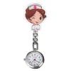 Fashion Lovely Mini Cute Cartoon Orologi Infermiera Medico Orologio analogico al quarzo FOB Ciondolo Clip Orologio per uomo Donna regalo