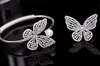 Groothandel - Verzending Populaire Sprankelende Kubieke Zirkoon Armbanden Dames Pearl Butterfly Manchet Open Bangle Girl Fashion Bracelet Instelbaar