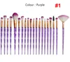 Diamant Makeup Brushes 20st Set Cosmetics Brush Kit Ansikte och Ögonborste Puff Batch Crystal Brushes Lip Foundation Borstar Skönhetsverktyg av DHL