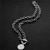 New Design Fashion Stainless Steel Toggle Choker Necklace Coin Beauty Head With OT Clasp Buckle Pendant Necklace For Women Charms Jewelry