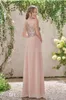 Sparkly Rose Gold Lantejoulas Dridesmaid Vestidos 2020 Long Chiffon Halter A Linha Corre Ruffles Blush Rosa Doméstica Pó de Honra Wedding Wedding Vestidos