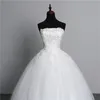 Real Photo Lace Embroidery Strapless Wedding Dresses Long Train Wedding Gown Elegant Make Plus Size Cheap Vestido De Noiva