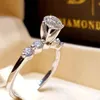 Crystal Diamond Ring Kubik Zirkonia Kronen Verlobung Eheringe Set Wrap Braut Kombination Band Mode Schmuck Will und Sandy Gift