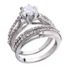 Bridal Charm Couple Rings 2pcs His Her CZ Anniversary Promise Wedding Engagement Ring Sets1791114