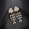 Nouveau brillant poisson os conception cubique Zircon Anti allergie boucles d'oreilles pour les filles fête meilleur cadeau de bijoux de noël