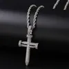 Fashion-White Gold Bling Cubic Zirconia Nail Cross Pendant Halsband för par Iced Out Valentine Day Hip Hop Smycken Gåvor för älskare