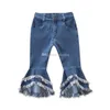 Pantalon évasé pour enfants INS Cut Cut bébé fille Pantalon en denim enfants glands jeans fashion Boutique Designer Clothes C6476