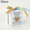 Geschenkwikkeling Hoge kwaliteit 50 stks Kraft Paper Chocolate Candy Boxes Square Wedding Party Favor Box Supplies1