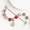 Braccialetto di fascino europeo di perline di amore rosso creativo all'ingrosso-argento adatto per gioielli con bracciale in osso di serpente femminile stile Pandora