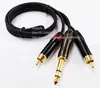 Kablar, 6.35mm Stereo Man till Dual RCA Male Plug Connector Adapter Highfidelity Audio Spliter Cable 1m / 1pcs