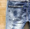 Jeans en denim pour hommes, jeans à la mode, style véritable slim, lavé, fermeture éclair, décoré, pantalons décontractés urbains, 289H