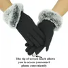 Fashion-Womens Lady Girls Winter Fur Gloves TouchScreen Fleece Lined Thick Warm Windproof Thermal Rabbit Fur Mittens Female Free Shipping