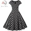 2020 Beyaz Polka Dot Kadın Yaz Elbise Robe Pin Up Retro 50 S Vintage Rockabilly Salıncak Elbiseler Çiçek Ince Zarif Parti Elbise