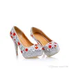 Nyaste Designer 7 Typ av Heel Höjd Silver Rhinestone Crystal Gorgeous Stiletto Nattklubb Skor Bröllop Bröllop Skor Unik Ceremoni