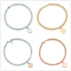 100% 925 Sterling Silver Tag Love Original Classic Heart-Shaped Rosegold Bead Armband Women smycken gåvor Personlighet1243c