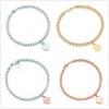 100 % 925 Sterling Silber Tag Love Original klassisches herzförmiges Roségold Perlenarmband Damen Schmuck Geschenke Persönlichkeit1