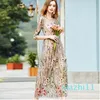 Fashion-Embroidery Party Runway Floral Bohemian Flower Embroidered 2 Pieces Vintage Boho Mesh Dresses For Women Vestido D75905 Q190522